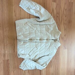 Free People Cream Quilted Jacket with Gold Hardware